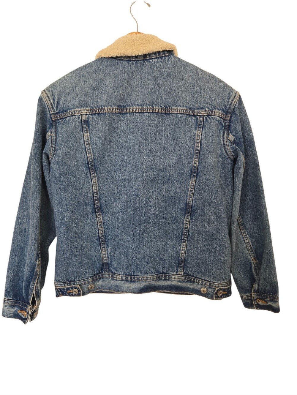 ✨ Old Navy Sherpa-Lined Boyfriend Denim Jacket - Size Small ✨ - Picture 6 of 6